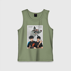 Майка детская хлопок Магическая битва Мэгуми Фусигуро Аки Хаякава, цвет: авокадо