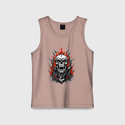 Майка детская хлопок Рок музыкант череп, цвет: пыльно-розовый