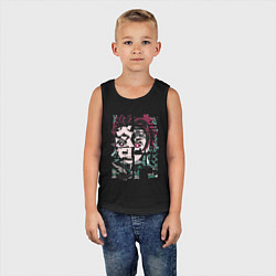 Майка детская хлопок Тандзиро иероглифы Клинок рассекающий демонов, цвет: черный — фото 2