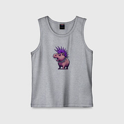 Майка детская хлопок Суровая панк капибара, цвет: меланж