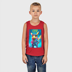 Майка детская хлопок Cyber Pikachu - ai art fantasy, цвет: красный — фото 2