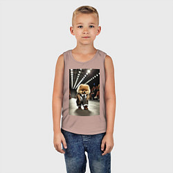 Майка детская хлопок Шпиц на подиуме - показ мод животных, цвет: пыльно-розовый — фото 2