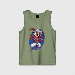 Майка детская хлопок Клинок рассекающий демонов Акадза Даки Высшие Луны, цвет: авокадо