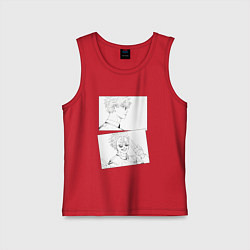 Майка детская хлопок Эмоции Сатору Годжо - Магическая битва, цвет: красный