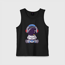 Майка детская хлопок Астронавт с джойстиком, цвет: черный