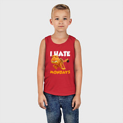 Майка детская хлопок Гарфилд ненавижу понедельники, цвет: красный — фото 2