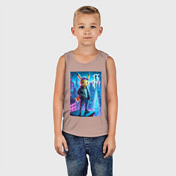 Майка детская хлопок Чувак Пикачу в мегаполисе - урбан нейроарт, цвет: пыльно-розовый — фото 2