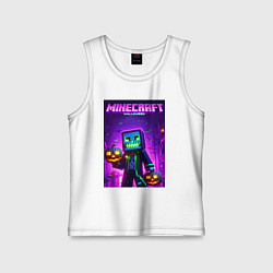 Майка детская хлопок Minecraft - halloween neon glow, цвет: белый
