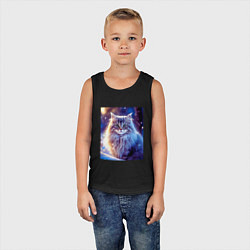 Майка детская хлопок Кот в снегу, цвет: черный — фото 2