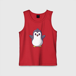 Майка детская хлопок Привет от пингвинёнка, цвет: красный