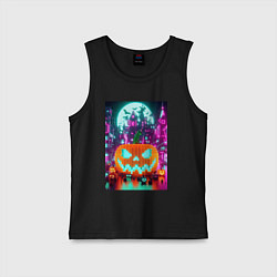 Майка детская хлопок Halloween and Minecraft - pumpkin, цвет: черный