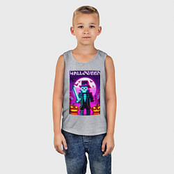 Майка детская хлопок Скелет в шляпе с мечом - Майнкрафт, цвет: меланж — фото 2