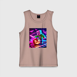 Майка детская хлопок Хэллоуин и Майнкрафт - коллаба, цвет: пыльно-розовый