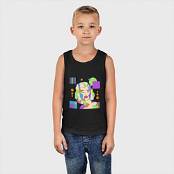 Майка детская хлопок Мэрилин Монро абстрактный женский портрет, цвет: черный — фото 2