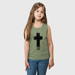 Майка детская хлопок Стильный крест - с черепом, цвет: авокадо — фото 2