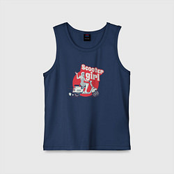 Майка детская хлопок Девушка на скутере, цвет: тёмно-синий