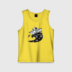 Майка детская хлопок Кораблик на космической волне, цвет: желтый