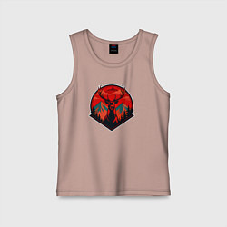 Майка детская хлопок Олень на фоне гор, цвет: пыльно-розовый