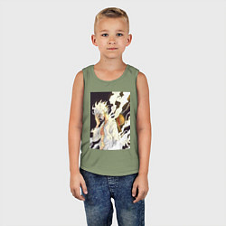 Майка детская хлопок Ван-Пис Луффи джойбой, цвет: авокадо — фото 2