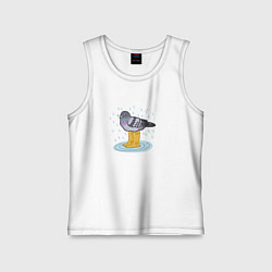 Майка детская хлопок Голубь в классных резиновых сапожках, цвет: белый