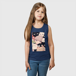 Майка детская хлопок Девушка с котиками, цвет: тёмно-синий — фото 2