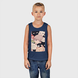 Майка детская хлопок Девушка с котиками, цвет: тёмно-синий — фото 2