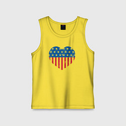 Майка детская хлопок Сердце США, цвет: желтый