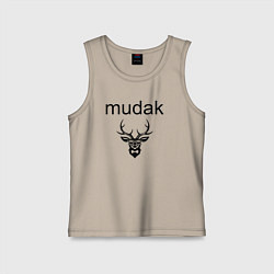 Майка детская хлопок Олень в очках - мудак, цвет: миндальный