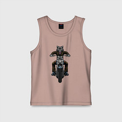 Майка детская хлопок Волк на байке, цвет: пыльно-розовый