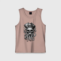 Майка детская хлопок Octopus skull, цвет: пыльно-розовый