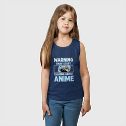 Майка детская хлопок Warning i may start talking about anime, цвет: тёмно-синий — фото 2