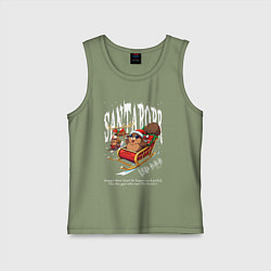 Майка детская хлопок Санта бобр курва, цвет: авокадо