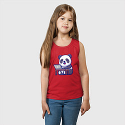 Майка детская хлопок Весёлая панда с ноутбуком, цвет: красный — фото 2
