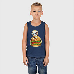 Майка детская хлопок Шеф бургер, цвет: тёмно-синий — фото 2