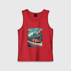 Майка детская хлопок Одинокая ламборгини, цвет: красный