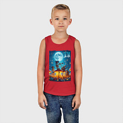 Майка детская хлопок Musical quartet Neon mushrooms, цвет: красный — фото 2