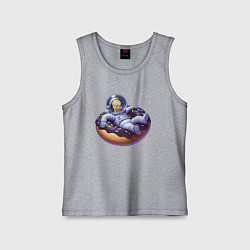 Майка детская хлопок Гомер Симпсон в космосе на пончике - нейросеть, цвет: меланж