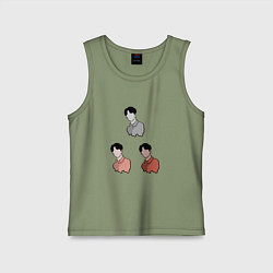 Майка детская хлопок Три портрета, одна личность, цвет: авокадо