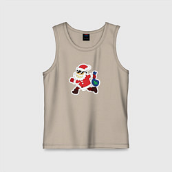 Майка детская хлопок Санта Клаус в солнечных очках, цвет: миндальный