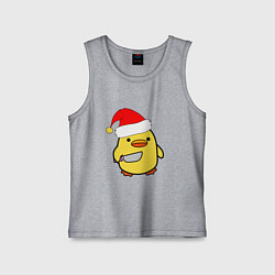 Майка детская хлопок Новогодняя утка с ножом, цвет: меланж