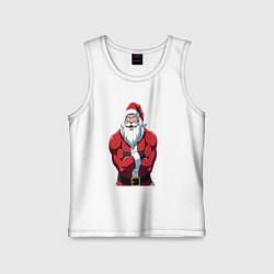 Майка детская хлопок Дед мороз фитнес, цвет: белый