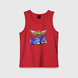 Майка детская хлопок Cool hedgehog - Sonic racing team, цвет: красный