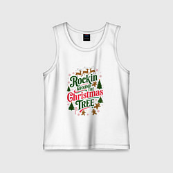 Майка детская хлопок Новогодняя атмосфера rockin around the christmas t, цвет: белый