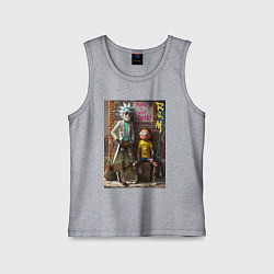 Майка детская хлопок Бородатый Рик и Морти - панк жив, цвет: меланж