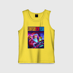 Майка детская хлопок Homer Simpson in the car with his son, цвет: желтый