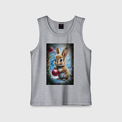 Детская майка Зайчик с новогодними шариками