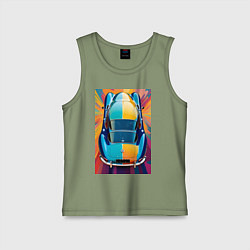 Майка детская хлопок Яркий ретро автомобиль, цвет: авокадо
