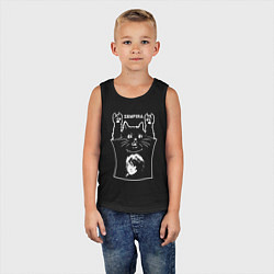 Майка детская хлопок Земфира - кот рок, цвет: черный — фото 2