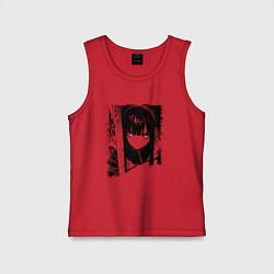 Майка детская хлопок Девушка с блеклым взглядом, цвет: красный