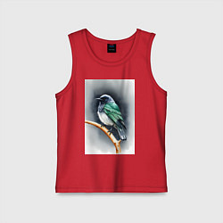 Майка детская хлопок Птичка на ветке, цвет: красный